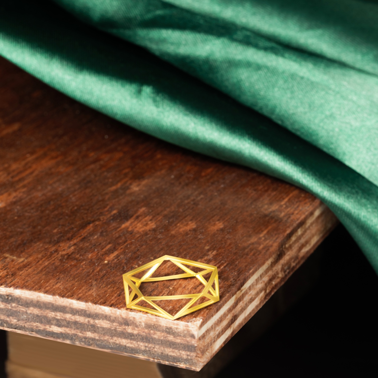 9K Gold Modern Geomatric Open Ring Creative