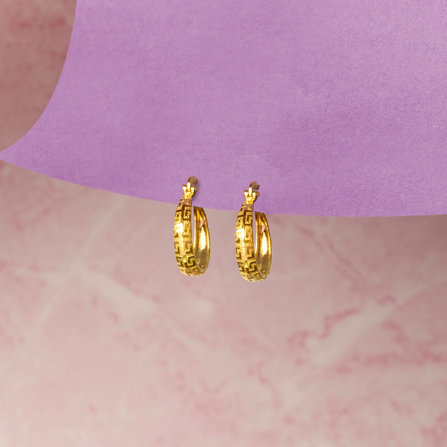 9K Gold Charming Kids' Bali Hoop Earrings Creative