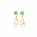 9K Elegant Emerald & Diamond Drop Earrings Catalogue