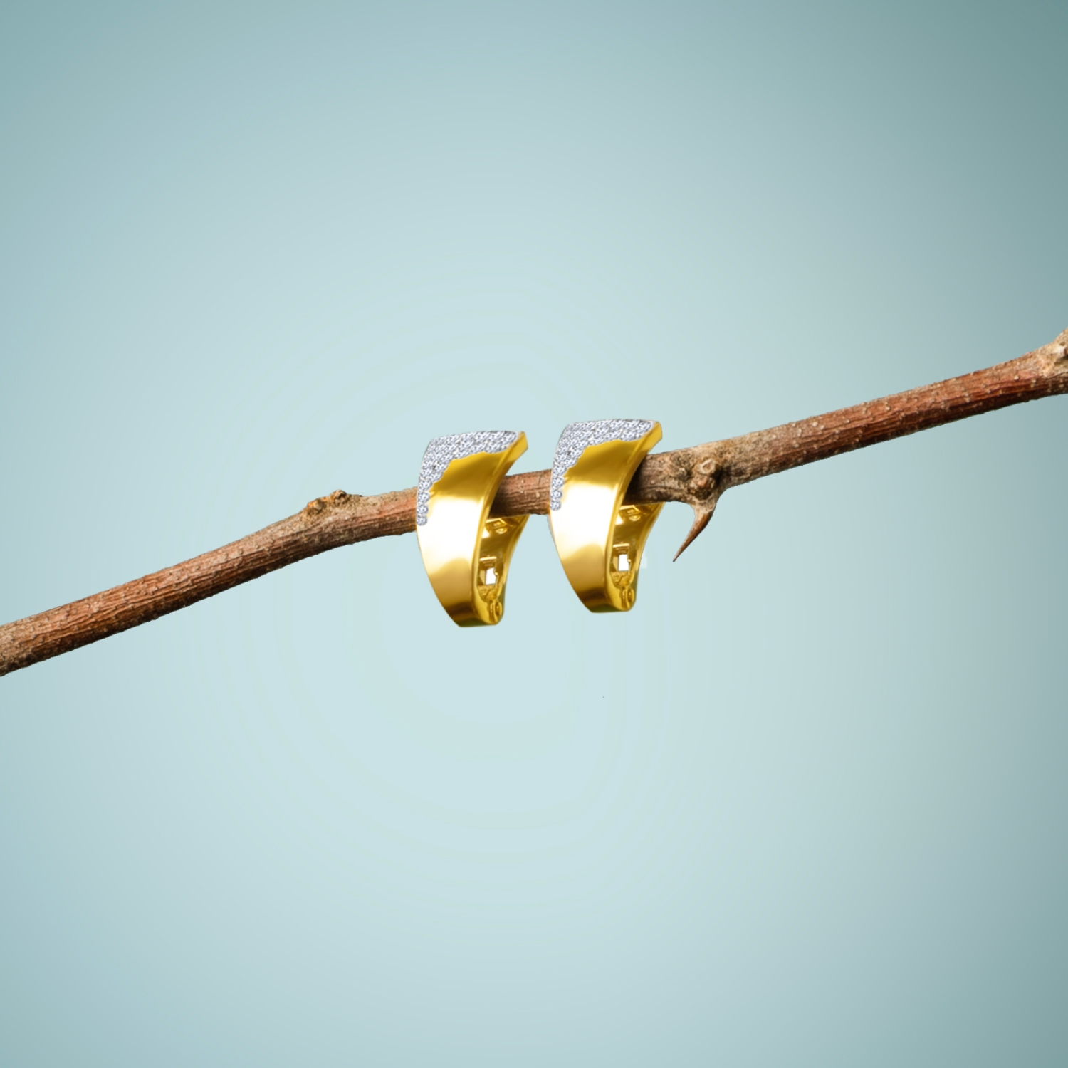 9K Golden Square Sparkle Studs Catalogue