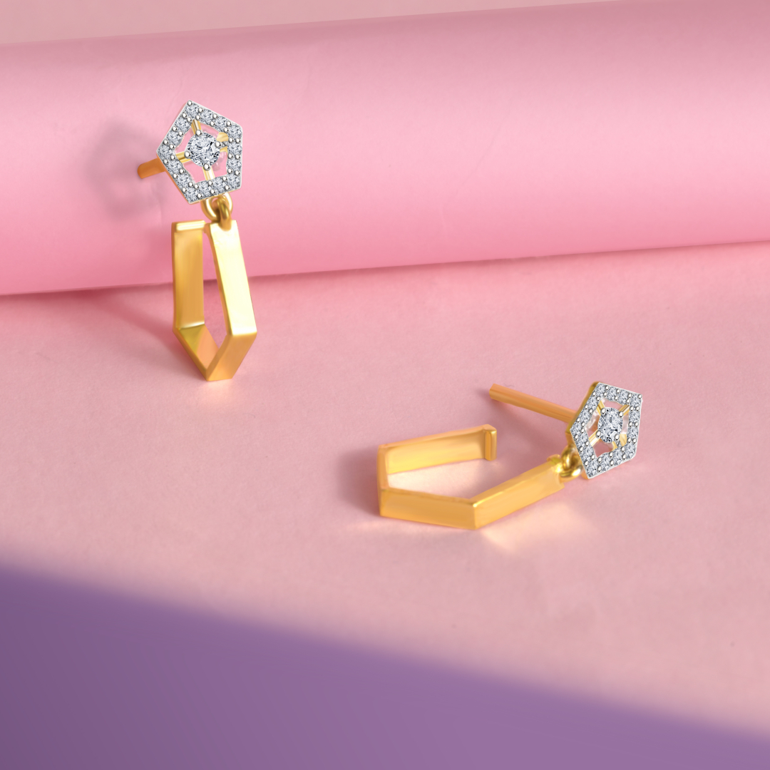 9K Gold Glossy Diametra Earring Creative