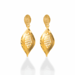 9K Gold Glossy Golden Leaf Earring with Matte Twist Catalogue