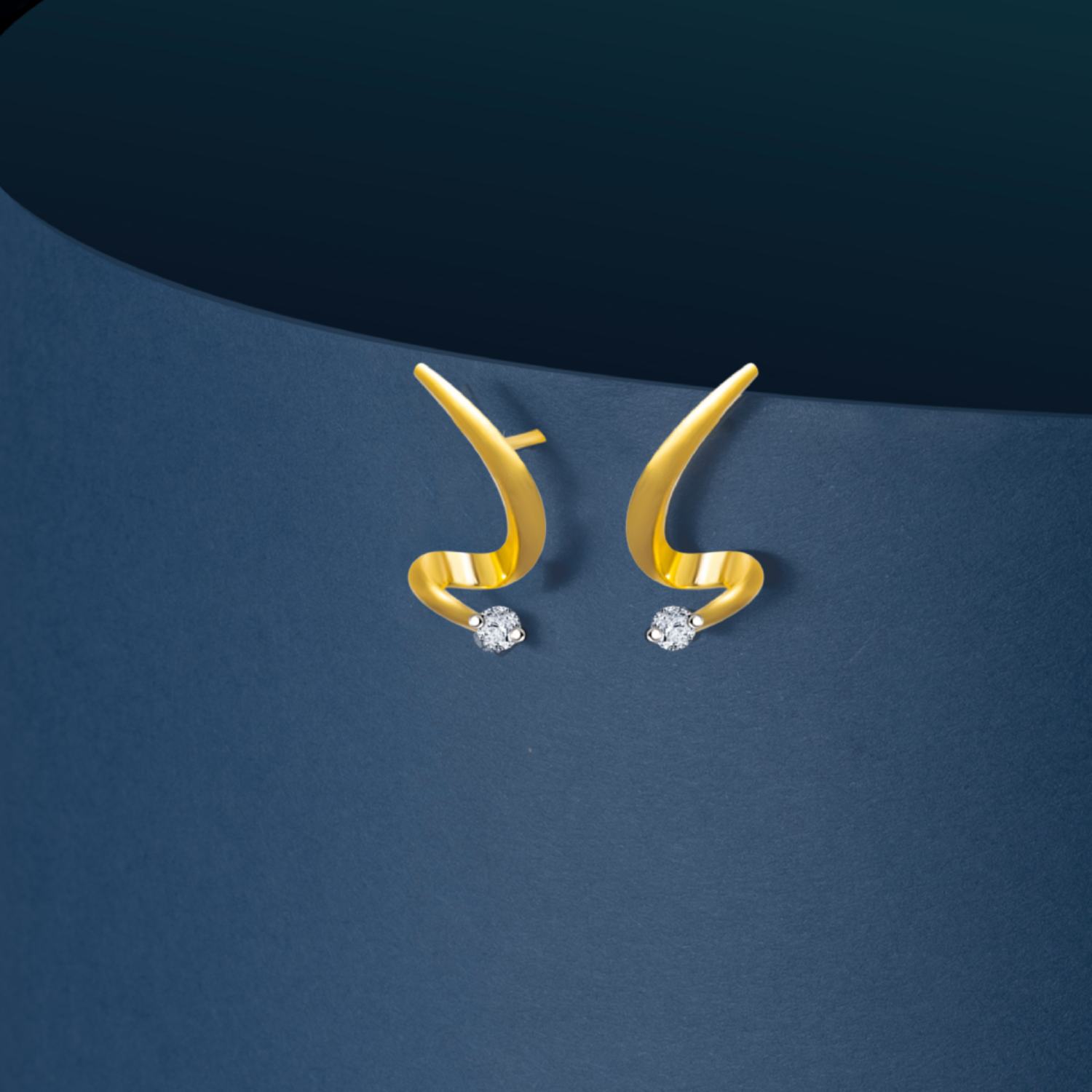 9K Gold Matte Luminous Arc Studs Creative