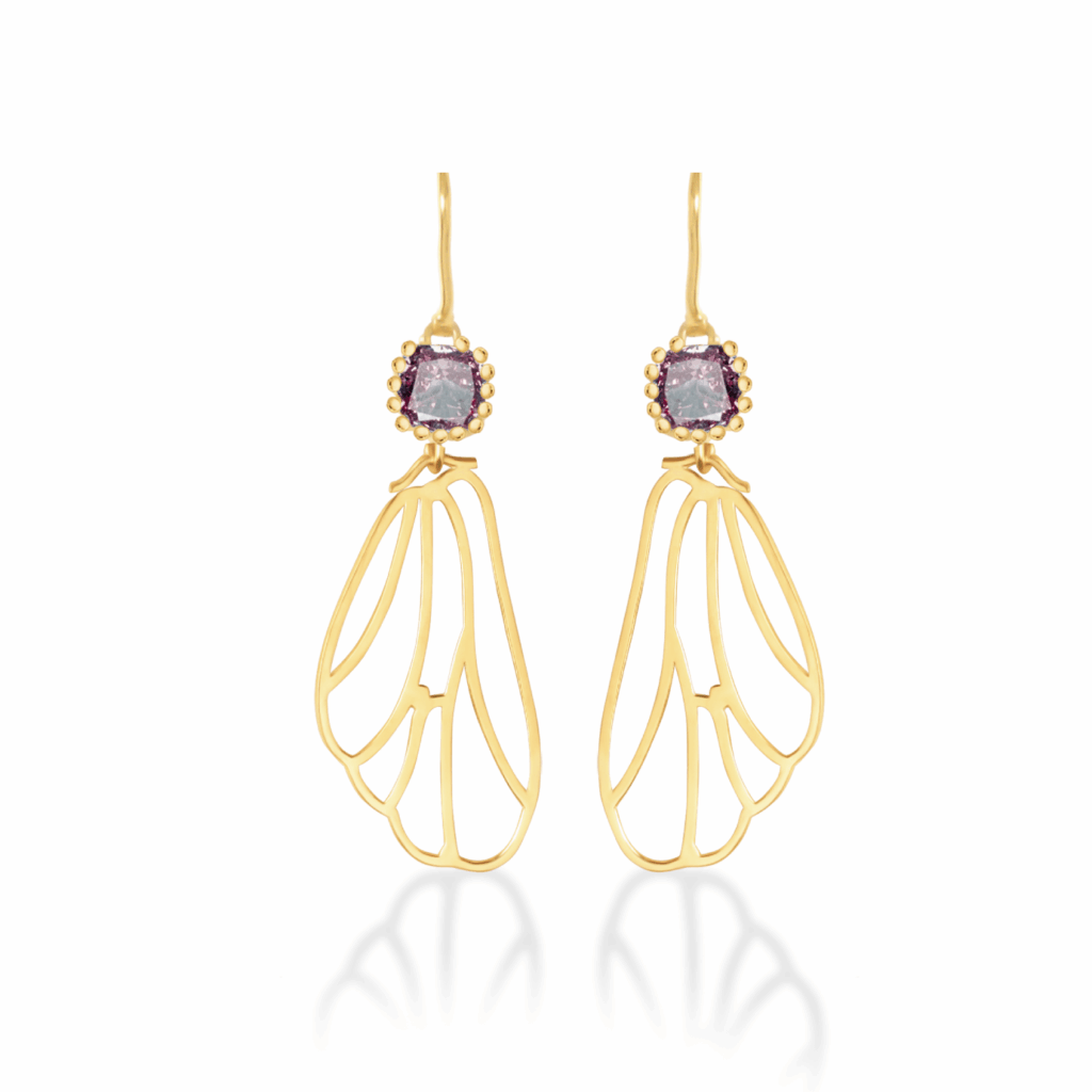 9K Gold Blue Stone Butterfly Wing Dangle Earring Catalogue